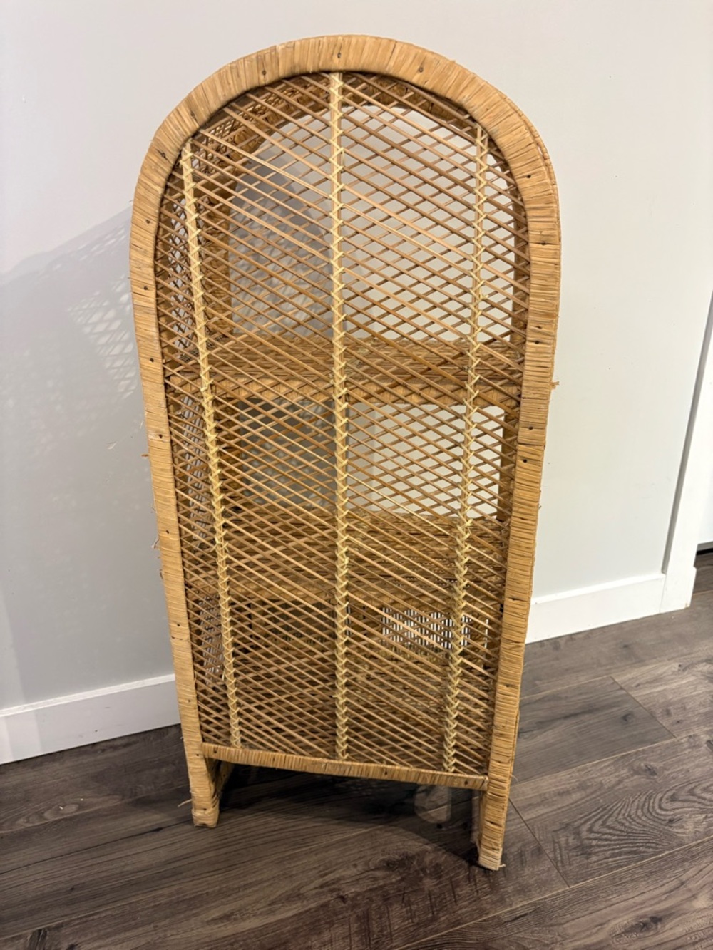 Vintage Rattan wicker shelf free standing floor shelf boho furniture - Picture 2 of 16